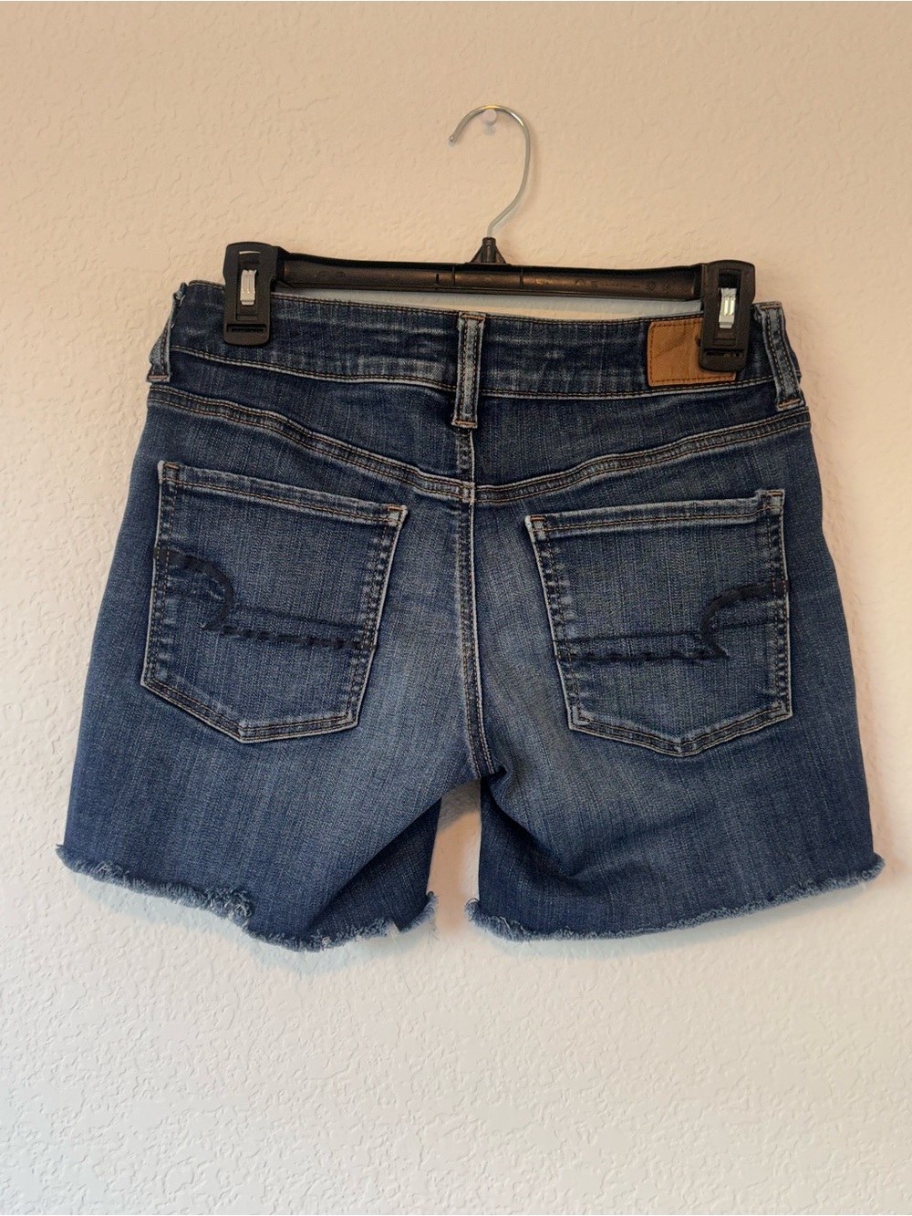 American Eagle Outfitters Dark Blue Raw Hem Denim Shorts